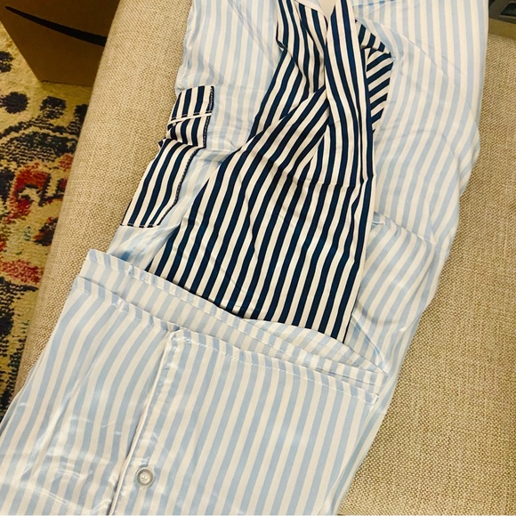BB DAKOTA| Satin Notch Collar PJ Set| Blue&White Striped|  NWT (A030,A031) - Picture 6 of 11